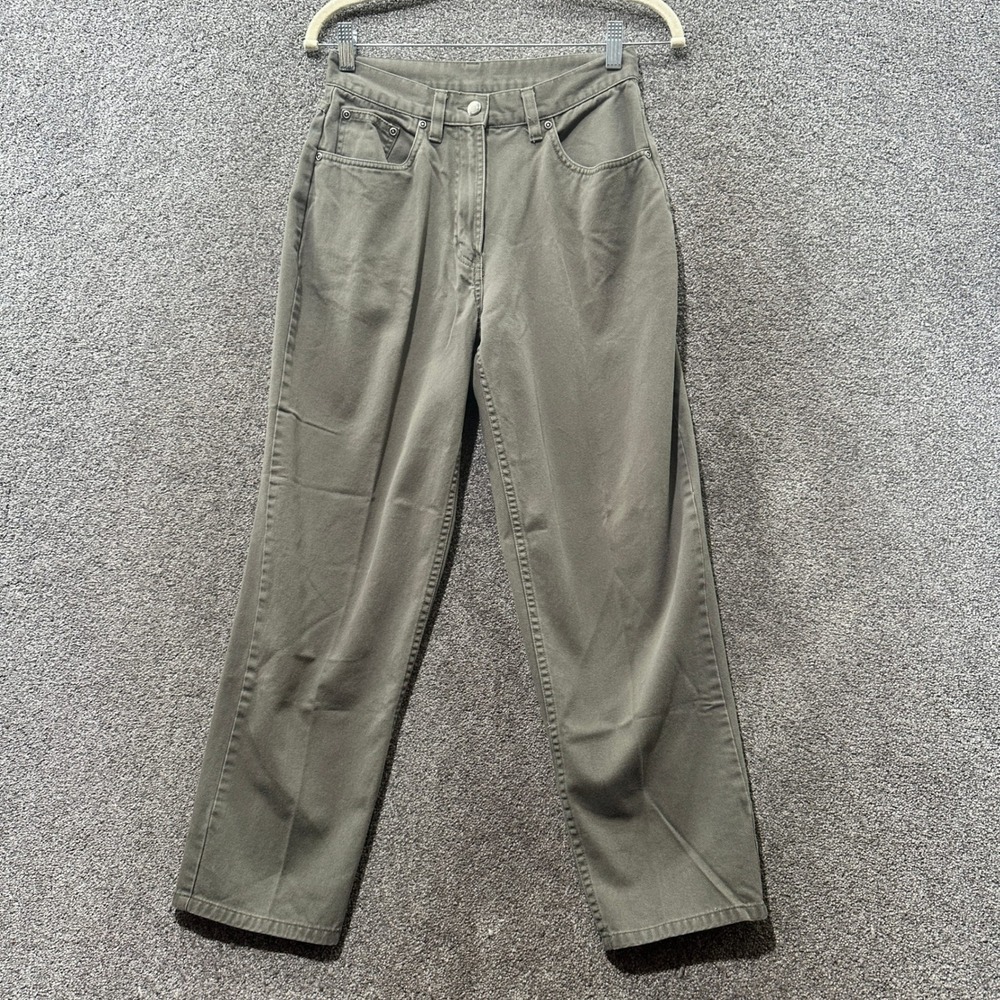 LL Bean Jeans Women 6P Olive Green Hi Rise Straight Leg 5 Pocket Casual
